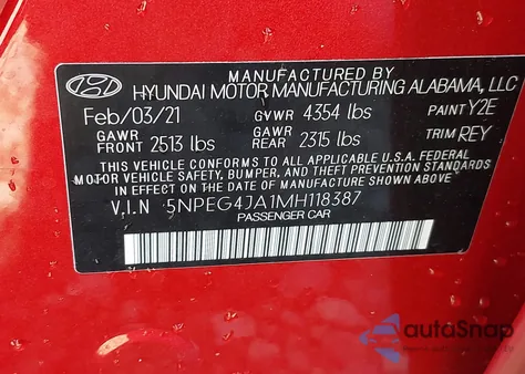 2021 Hyundai Sonata Se z USA, uszkodzony, nr VIN 5NPEG4JA1MH118387